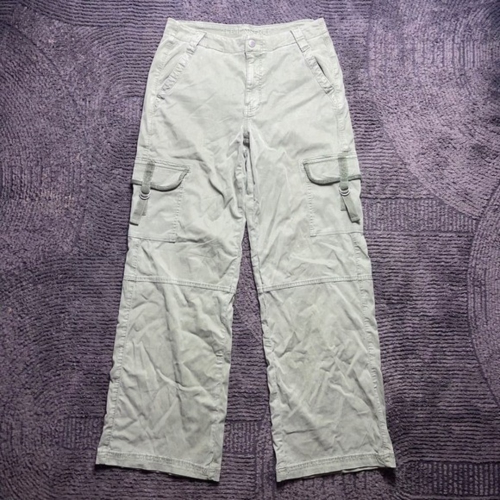 American Eagle 28x30 Super High Rise Baggy Wide Leg Cargo Pants Olive Green